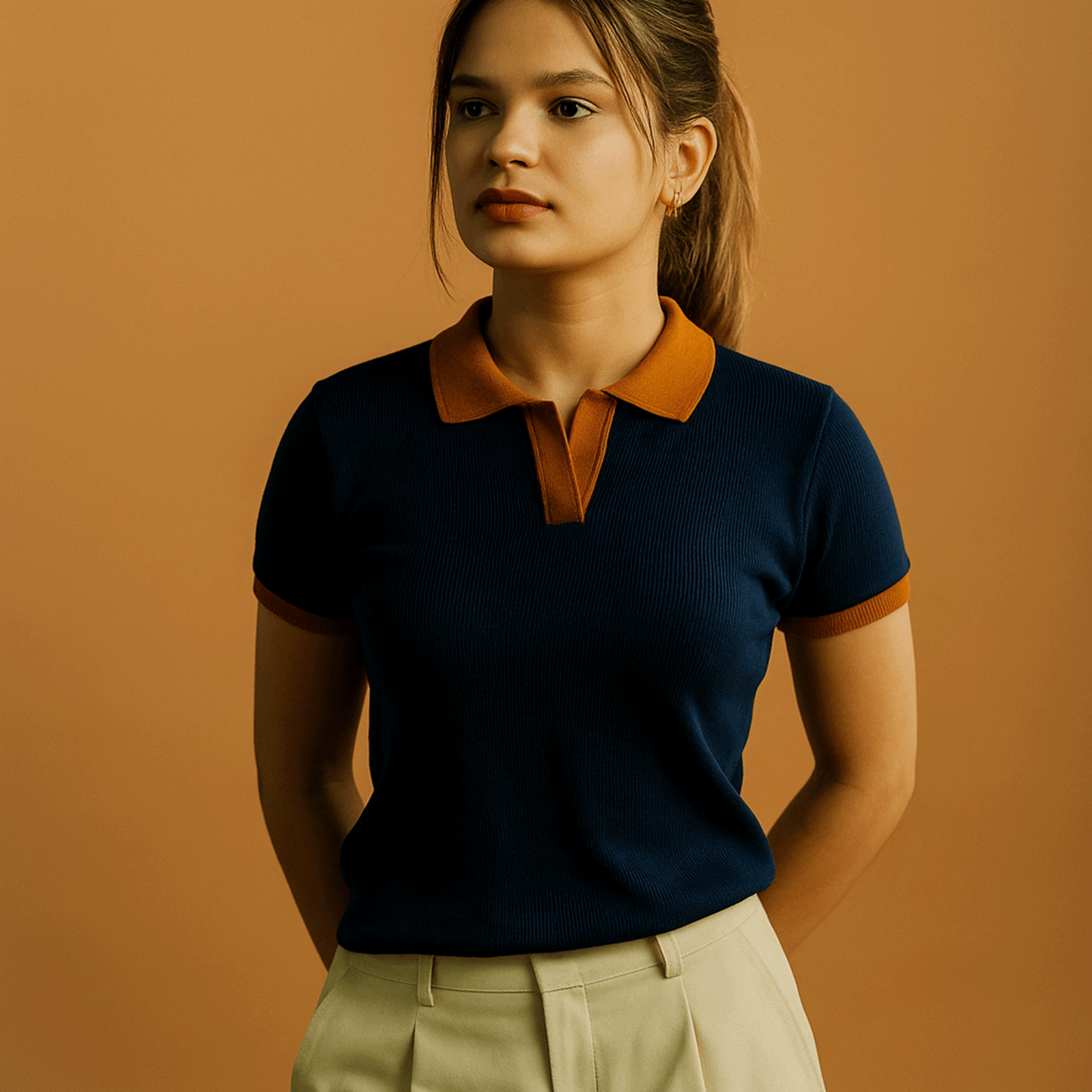Scream DualTone Chic Shirt – Midnight Navy x Rust (Women) Description: