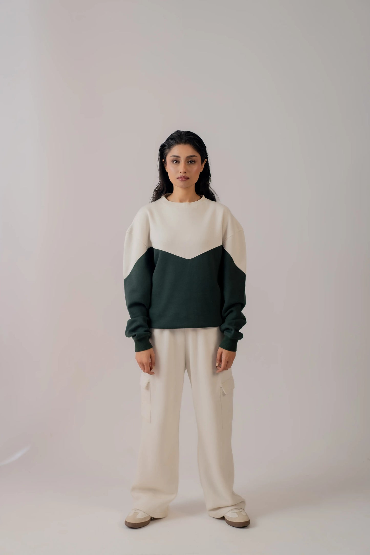 WHITE PANEL SWEATSHIRT