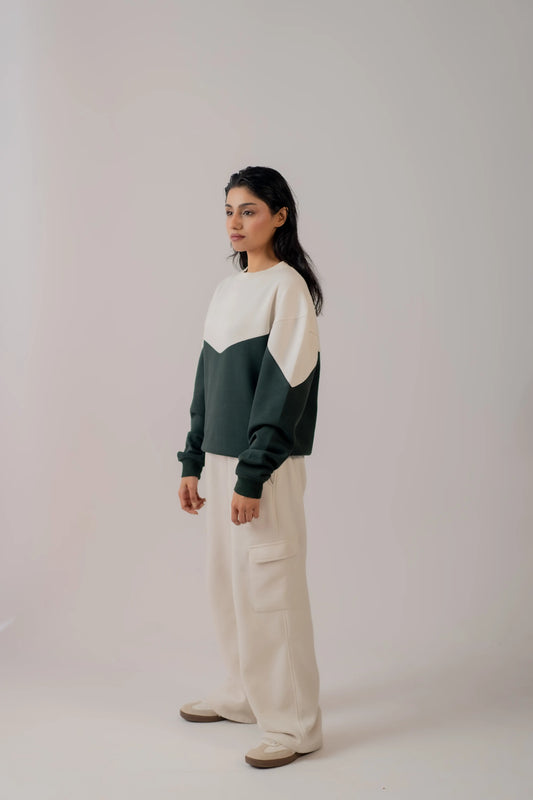 WHITE PANEL SWEATSHIRT