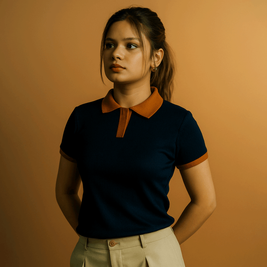 Scream DualTone Chic Shirt – Midnight Navy x Rust (Women) Description:
