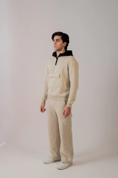 BISCUIT HALF ZIPPER HOODIE