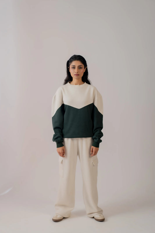 WHITE PANEL SWEATSHIRT