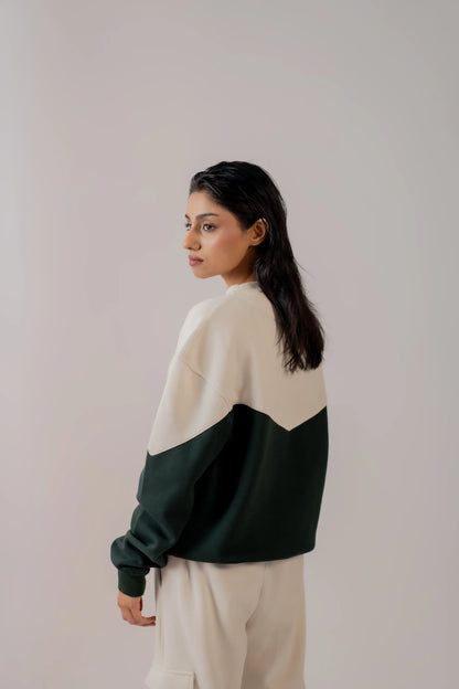 WHITE PANEL SWEATSHIRT