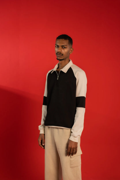 RAGLAN SLEEVES POLO ZIPPER
